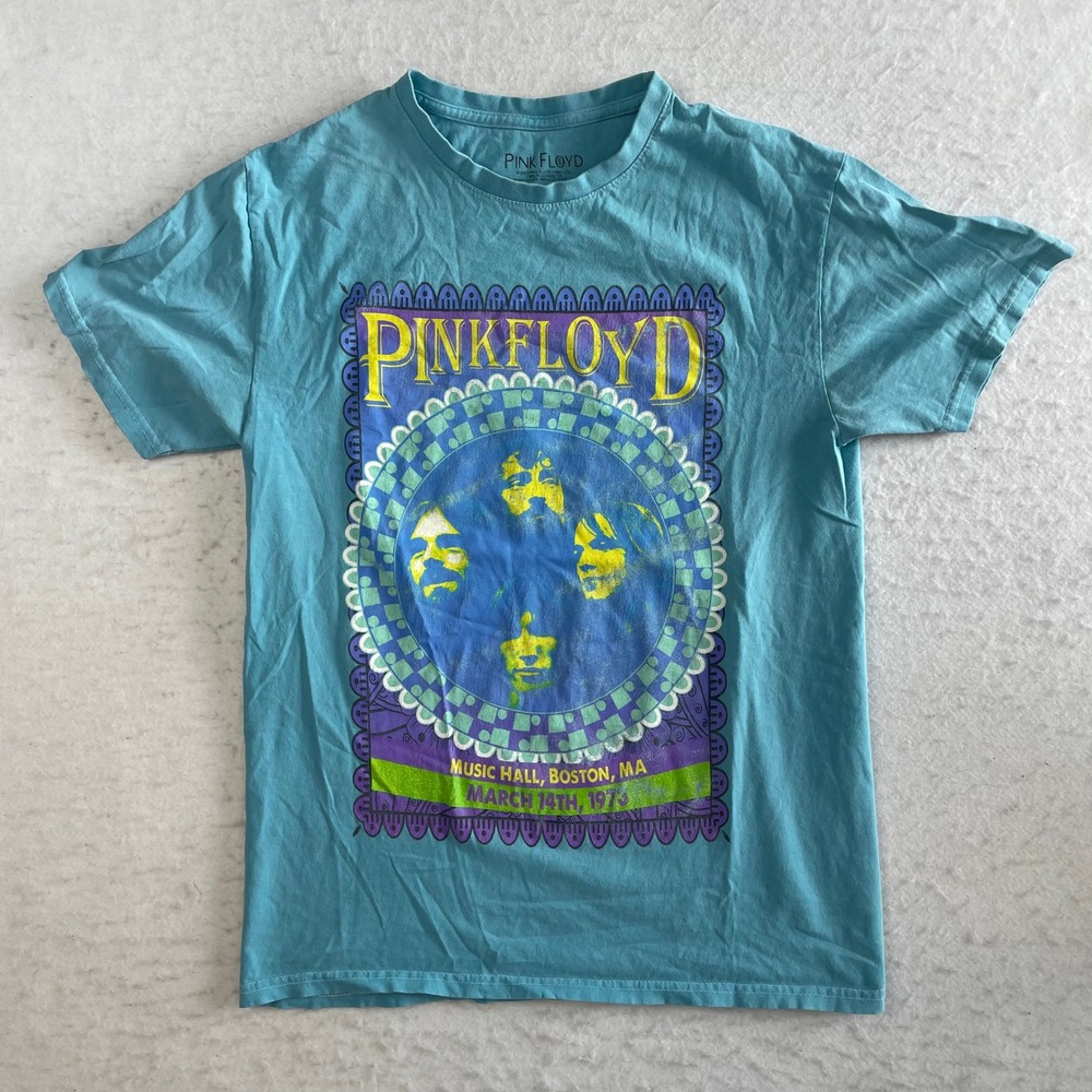 Pink Floyd Graphic T-Shirt Unisex Teal Blue Music Hall Boston 1973 Band Tee